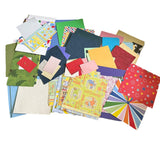 Assorted colorful card stock on a white background