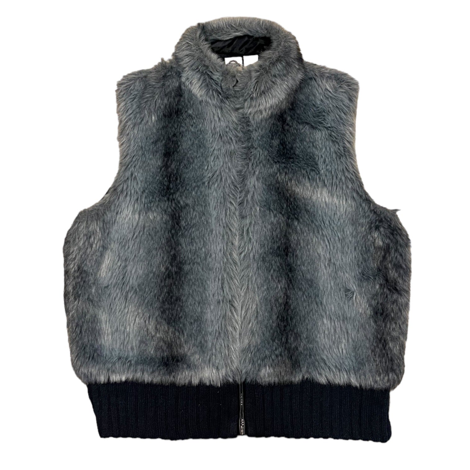 Front of blue-Gray fur vest on a white background