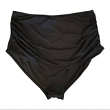 shekini black ruched bikini bottom front