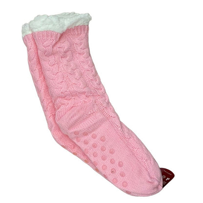 Pink house socks laying flat