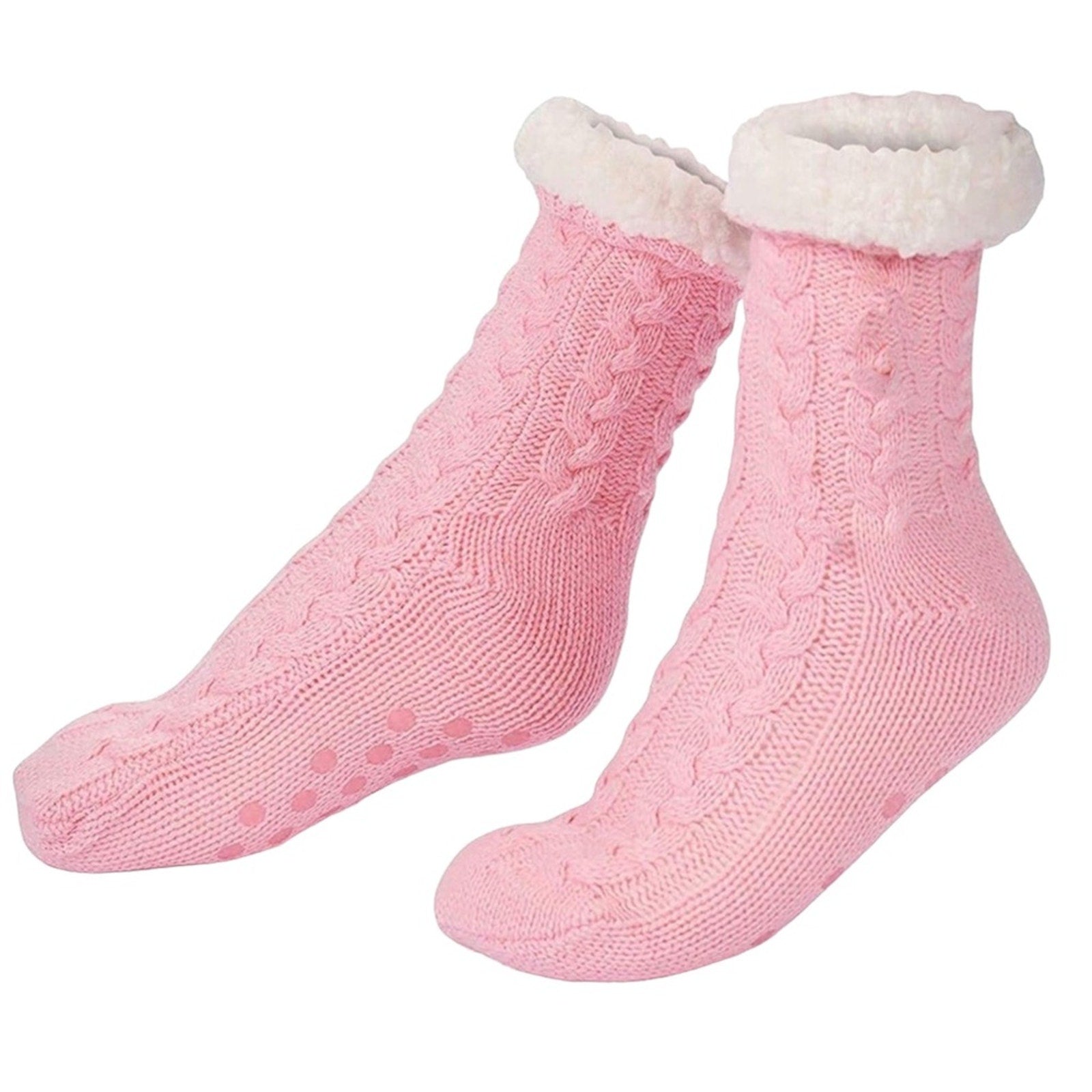 Pink house socks with sherpa lining