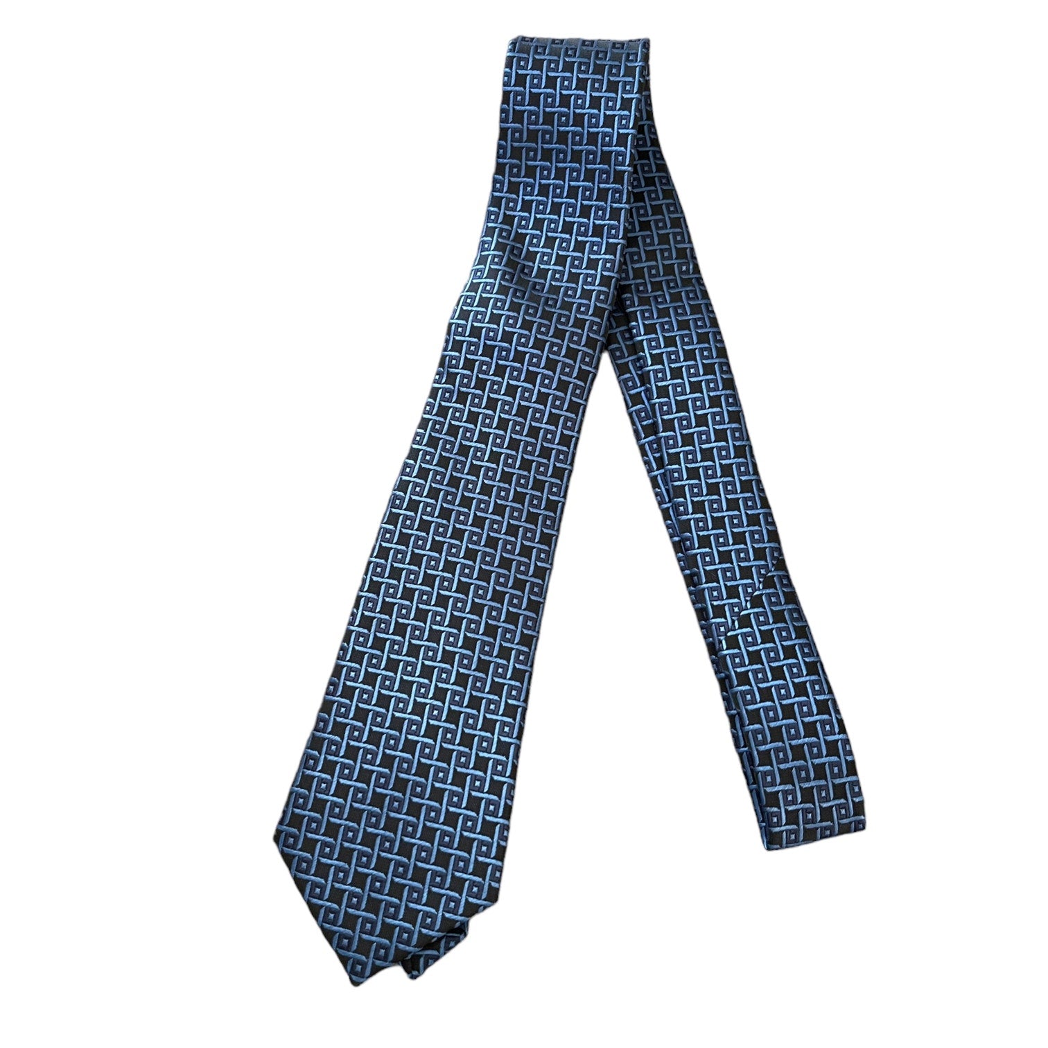 Front of blue silk tie