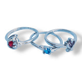 Front view of 3 gemstone ring set