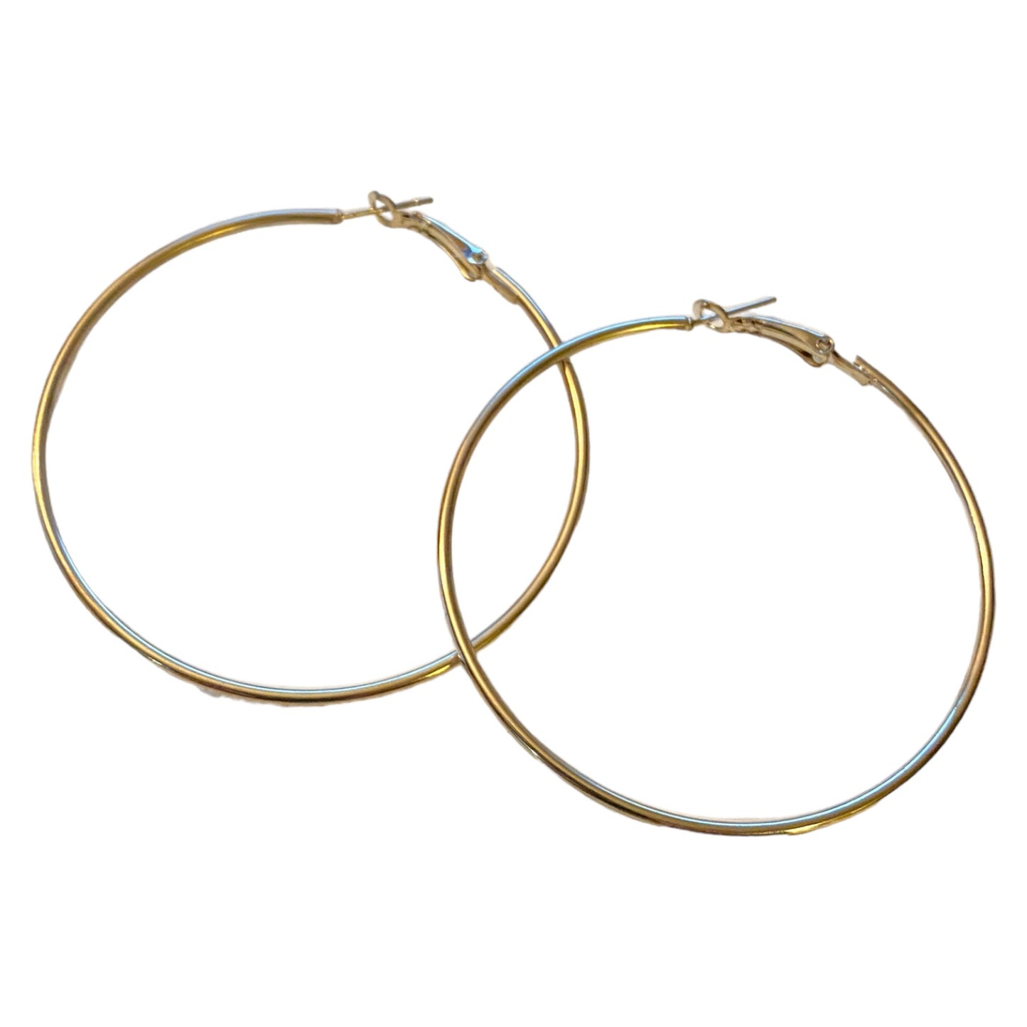 A pair of silver hoop earrings with post-back closures, displayed on a clean white background.