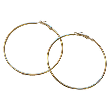 A pair of silver hoop earrings with post-back closures, displayed on a clean white background.