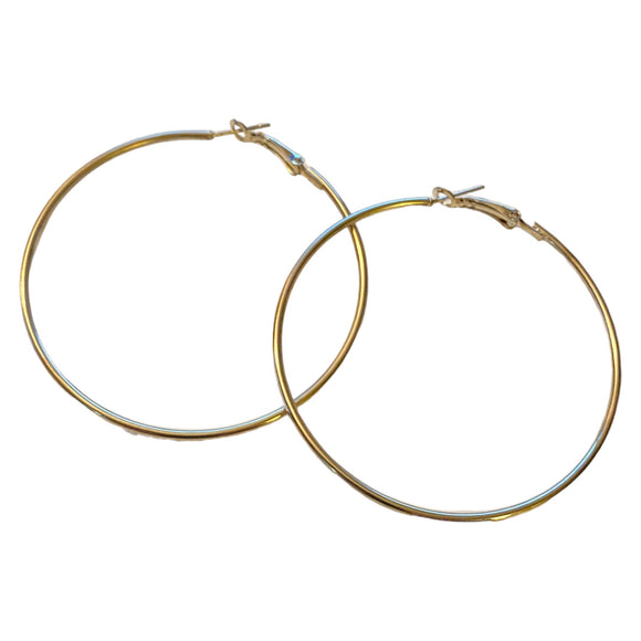 Silver hoop earrings view 1