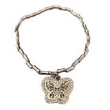 Silver with faux diamond butterfly bracelet