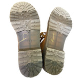 Close-up of a pair of shoes with a focus on the sole design.