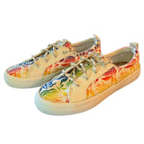 Colorful floral-patterned sneakers on a white background