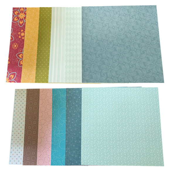 Set of 6 patterned paper sheets arranged in a grid on a white background