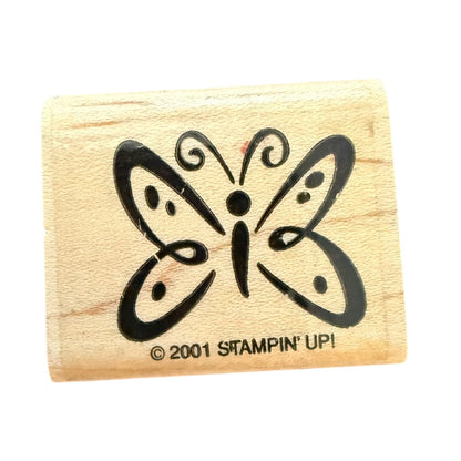 Stampin Up! Vintage 2001 Single Butterfly Rubber Stamp
