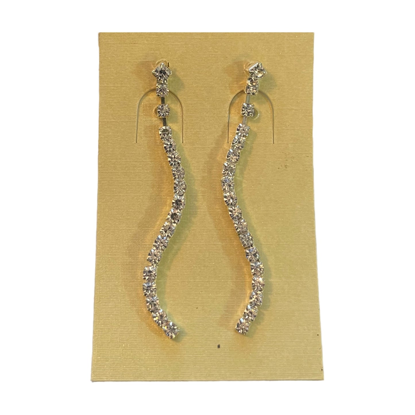 Diamond CZ Silver Bling Drop Wedding Prom Earrings