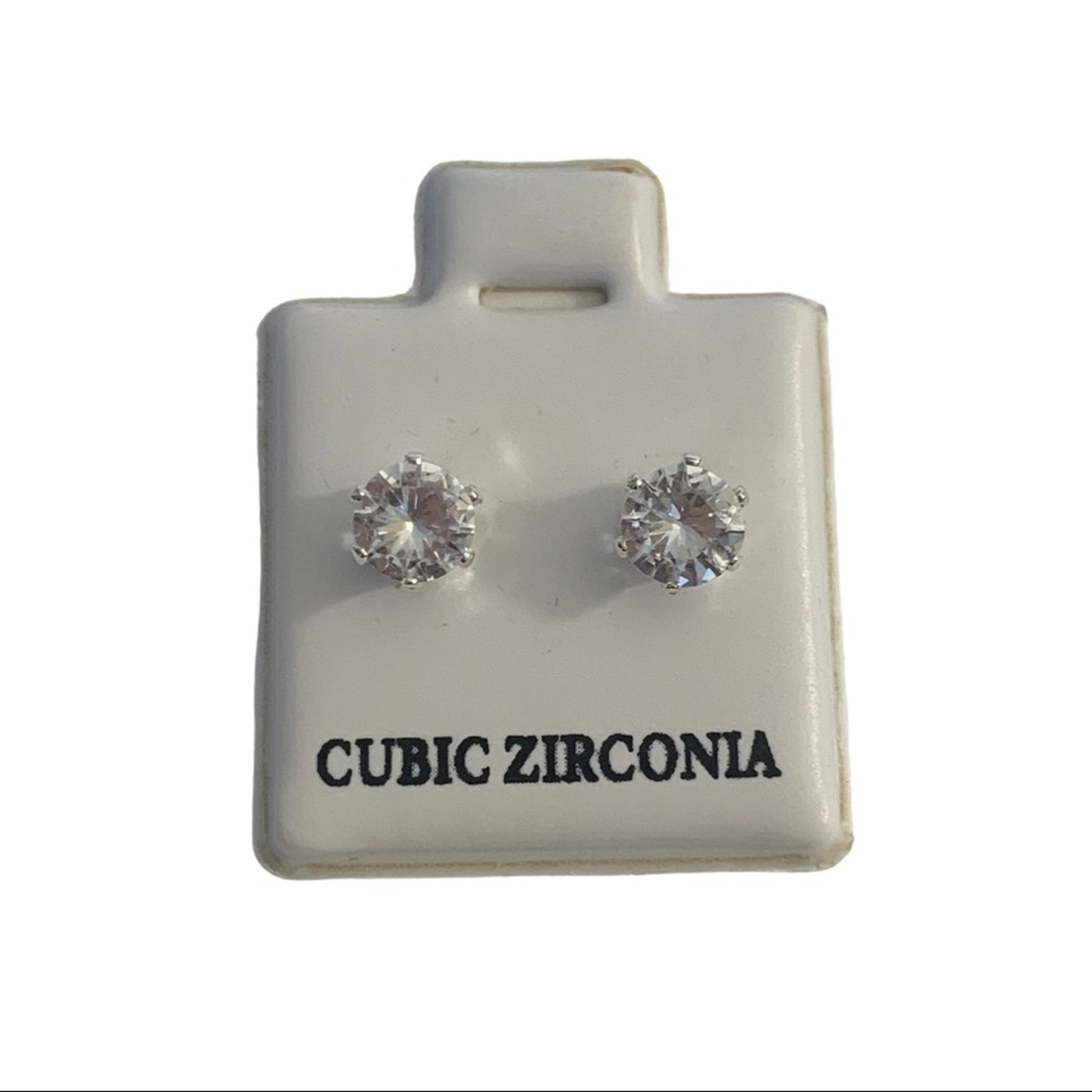 Diamond CZ Faux Silver Stud Earrings