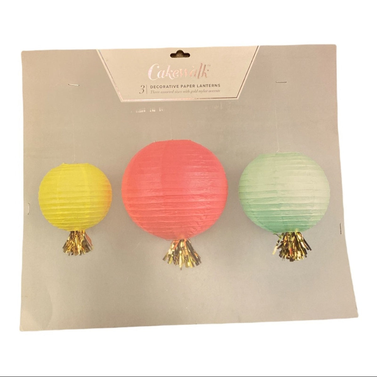 Cakewalk 3 Large Paper Lanterns Party Decorations Pink Blue Yellow