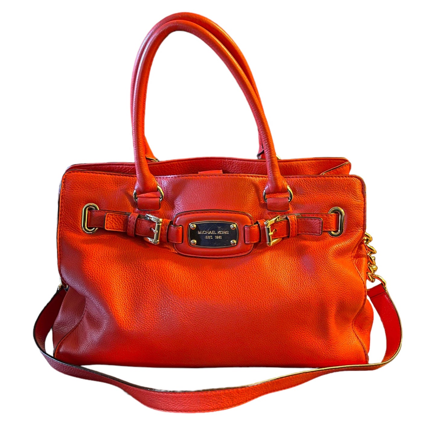 Michael Kors Red Leather Large Hamilton Tote Purse