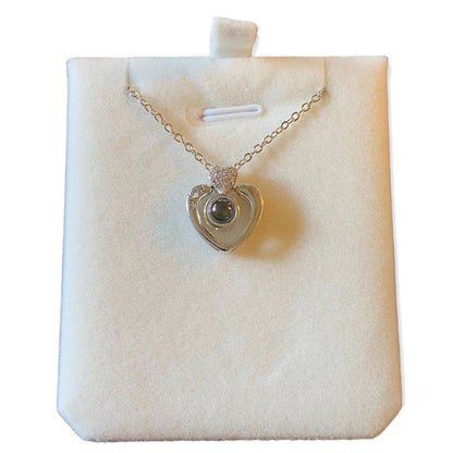 Silver Heart With Diamonds I love you In 100 Languages Necklace NIB