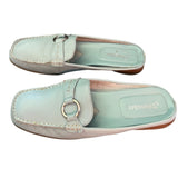 St. John’s Bay Blue Leather Flex Form Slip On Mule Slide Size 7