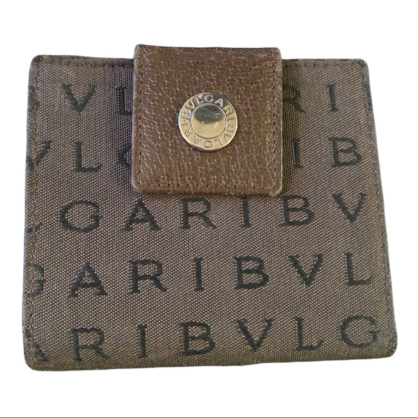 Bvlgari Brown Bifold Classic Snap Wallet Authentic