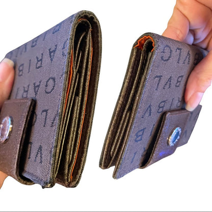 Bvlgari Brown Bifold Classic Snap Wallet Authentic