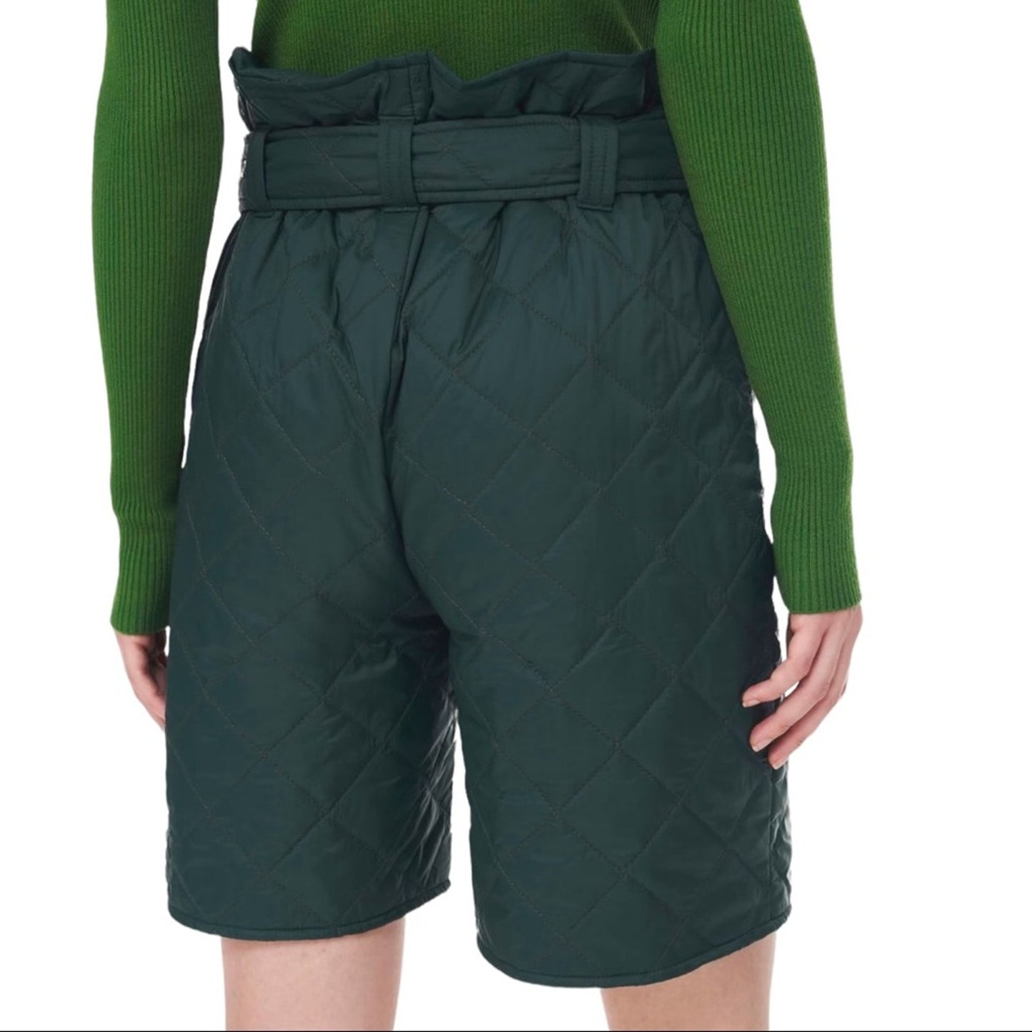Cider Emerald Green Quilted Midi Shorts Size X-Small NWT