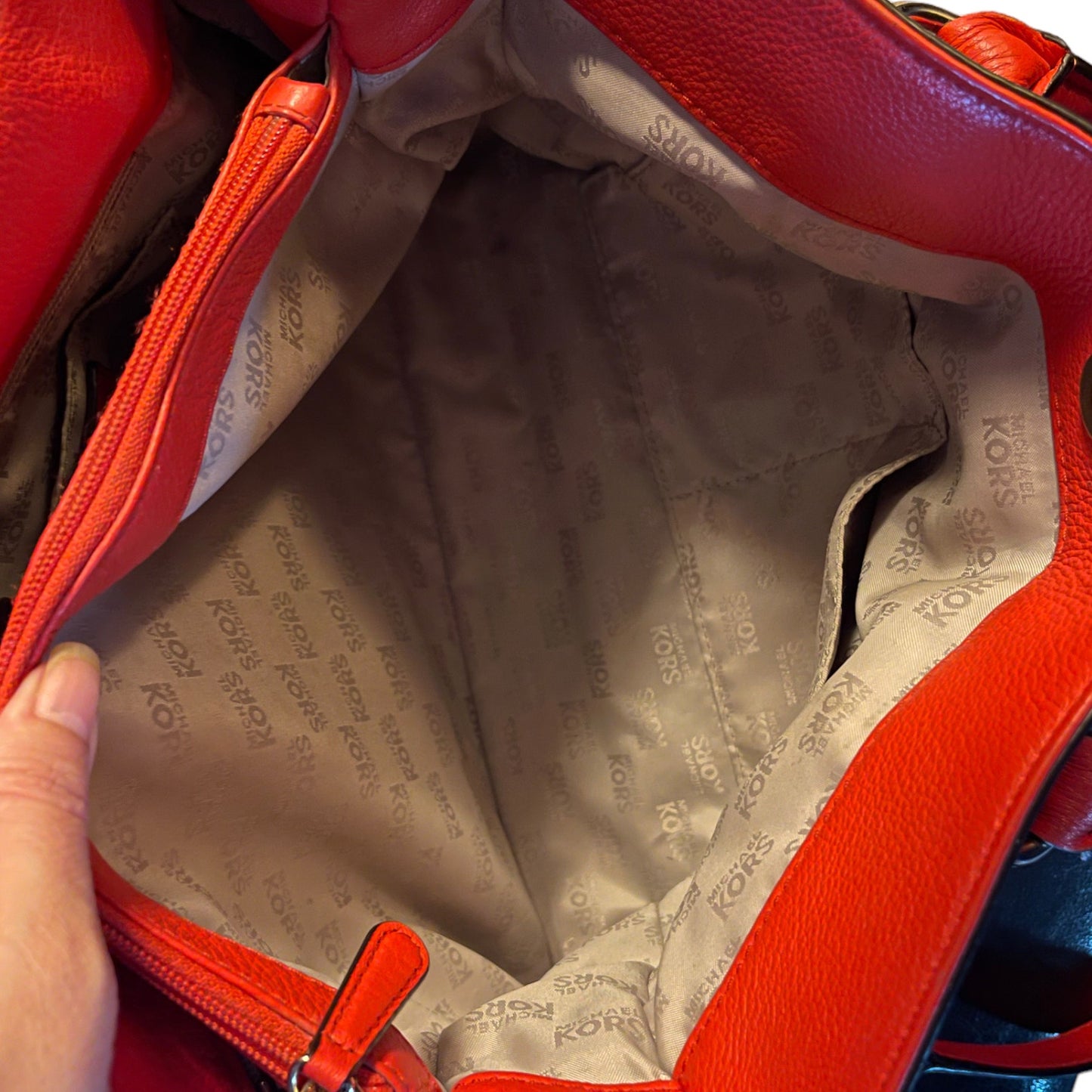 Michael Kors Red Leather Large Hamilton Tote Purse