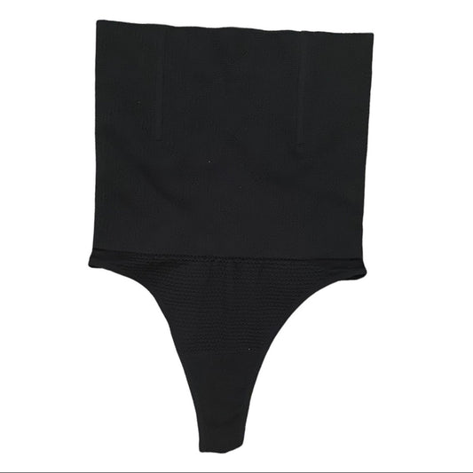 Tummy Control Black High Waisted Thong Underwear Size Medium