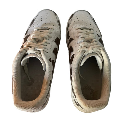 Nike Air Force 1 White Animal Print Custom Paint Sneakers Size 10 CW2288-111