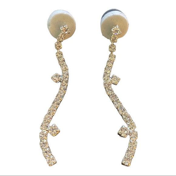 Front of faux diamond earrings