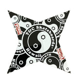 T&C Skateboards logo with yin yang symbol on a white background