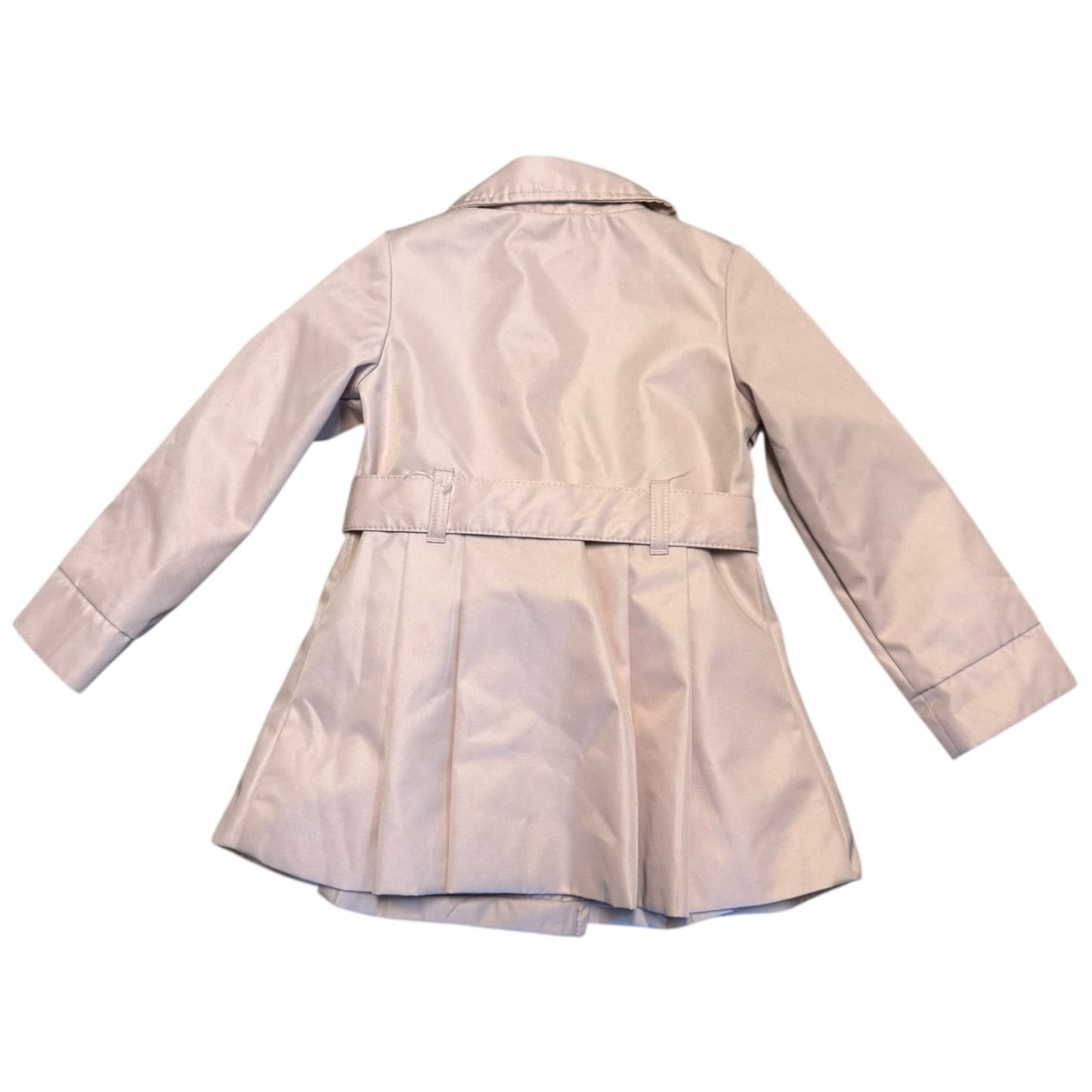 Back of pink trench coat on a white background