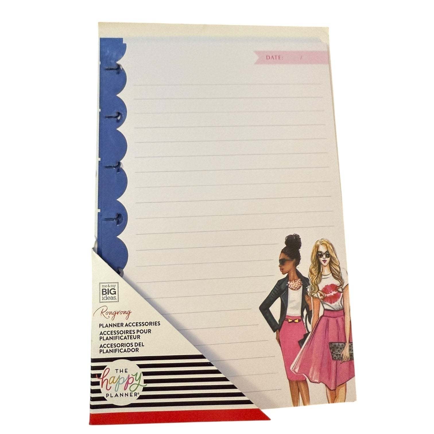Planner paper accessory front with illustration of two women on a white background