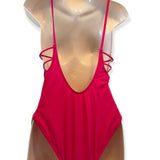 Back of pink swimsuit
