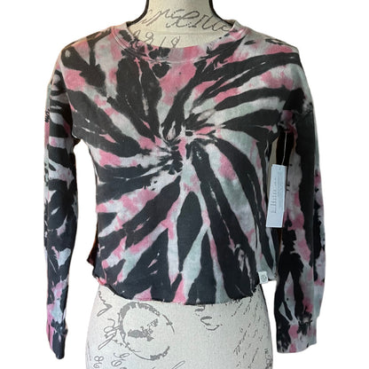 Front of Tie-dye long-sleeve shirt on a mannequin with a white background
