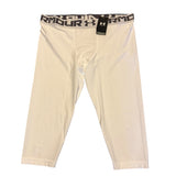 White athletic pants with Under Armour logo on a white background