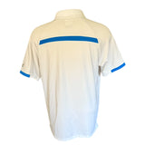 Back of white polo shirt