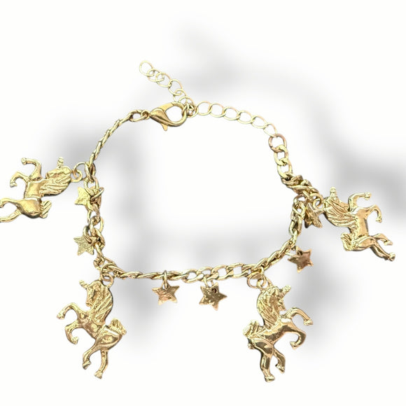 Gold tone unicorn bracelet