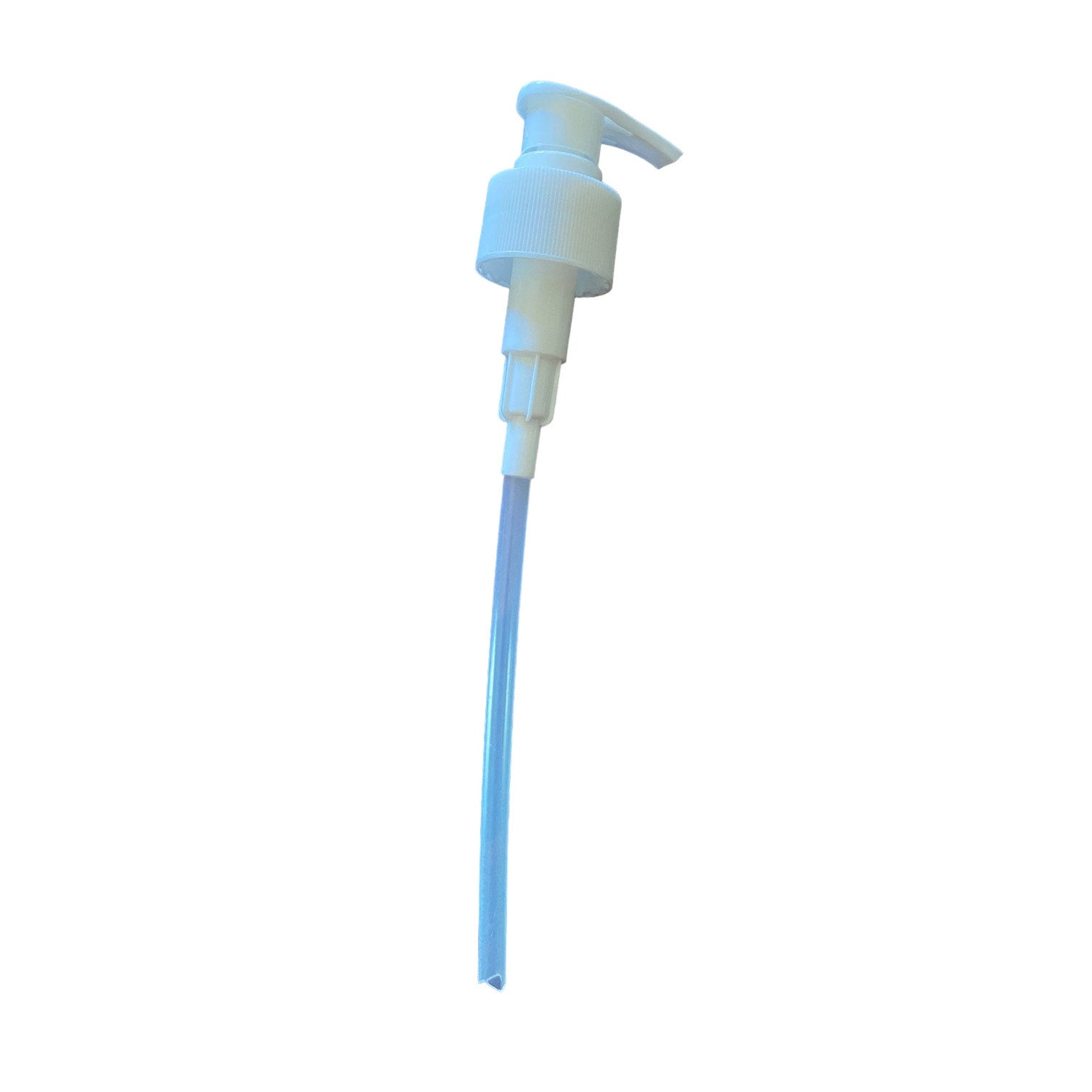 White pump dispenser on a white background