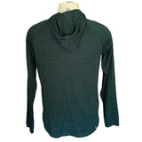 Back of Green long-sleeve hoodie on a mannequin against a white background