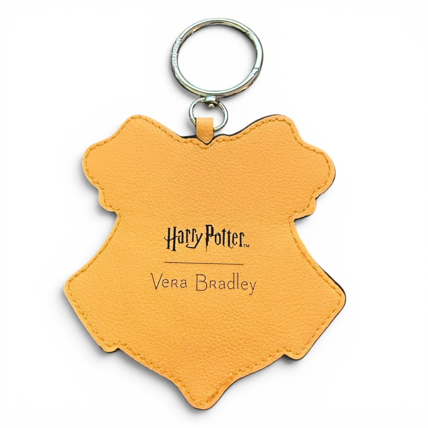 Yellow bag charm with 'Harry Potter' and 'Vera Bradley' branding on a white background