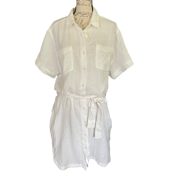 Front of white cotton dress