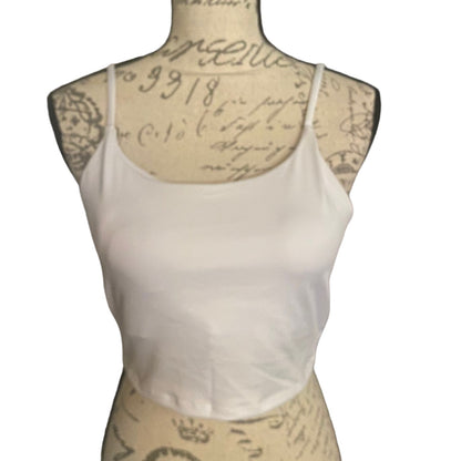 White tank bra front on a mannequin with a white background
