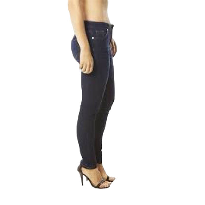 Side view of blue jeans on model