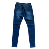 Back of blue jeans laying out flat