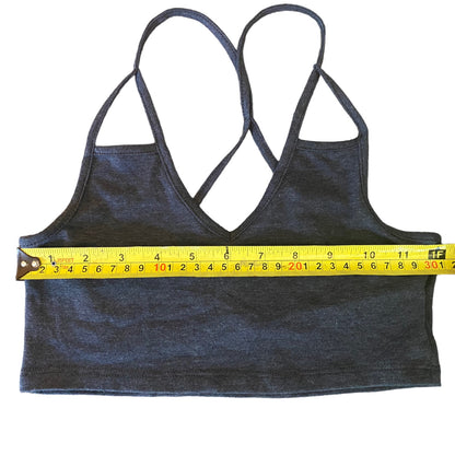 Gray tank top with a yellow measuring tape on a white background
