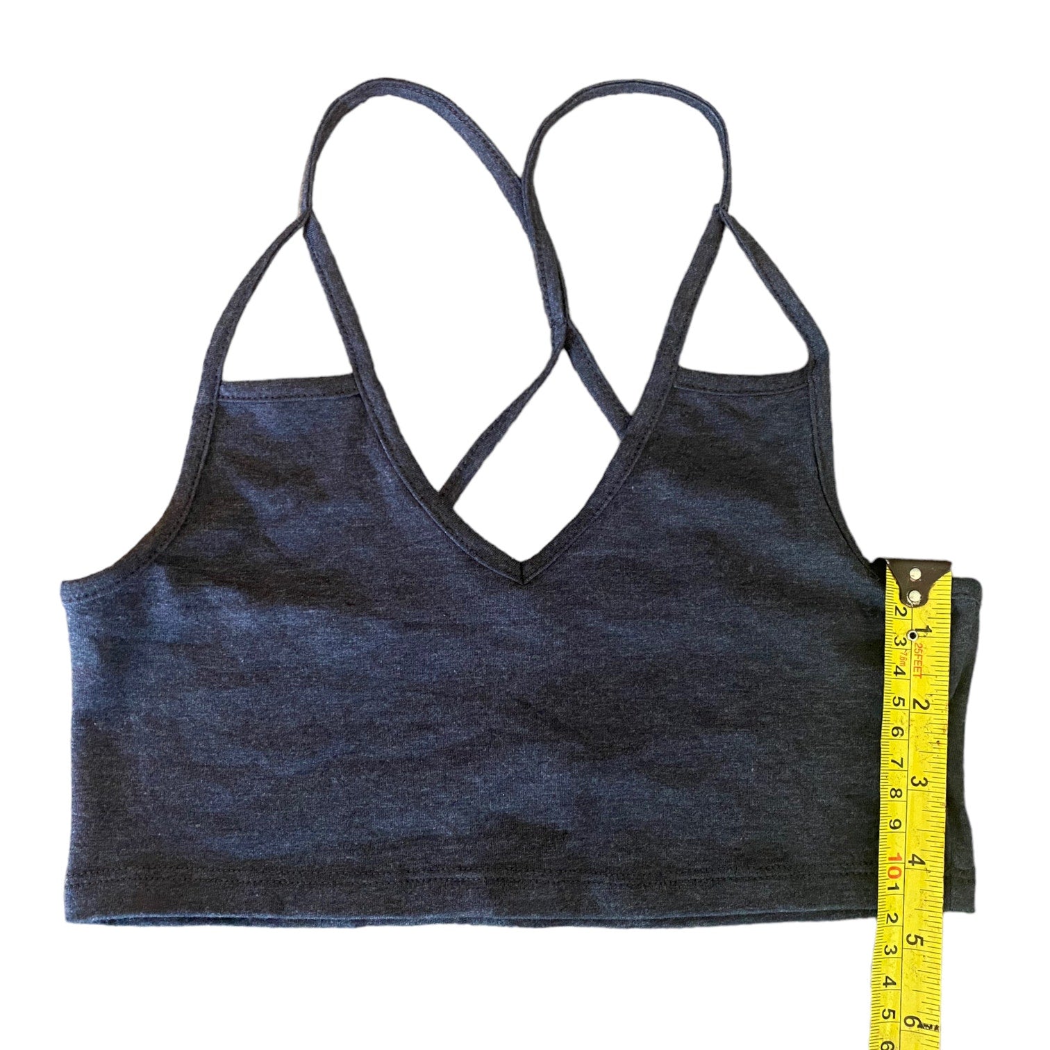 Gray tank top with a measuring tape on a white background