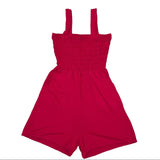 Red romper laying flat